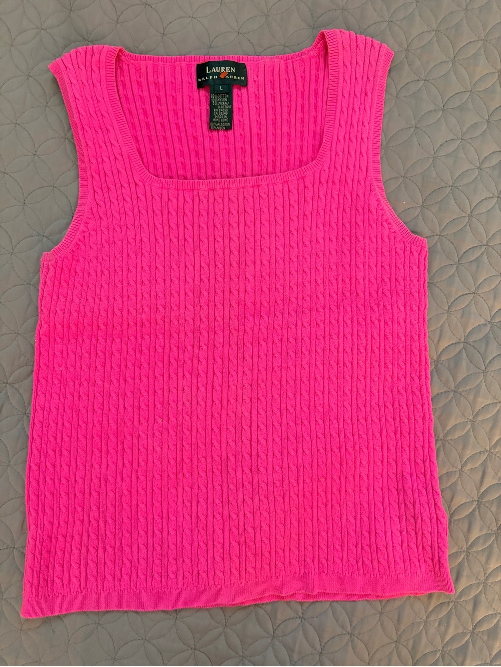 Lauren Ralph Lauren Hot Pink Cable Knit Sweater Tank Top Vest Size L